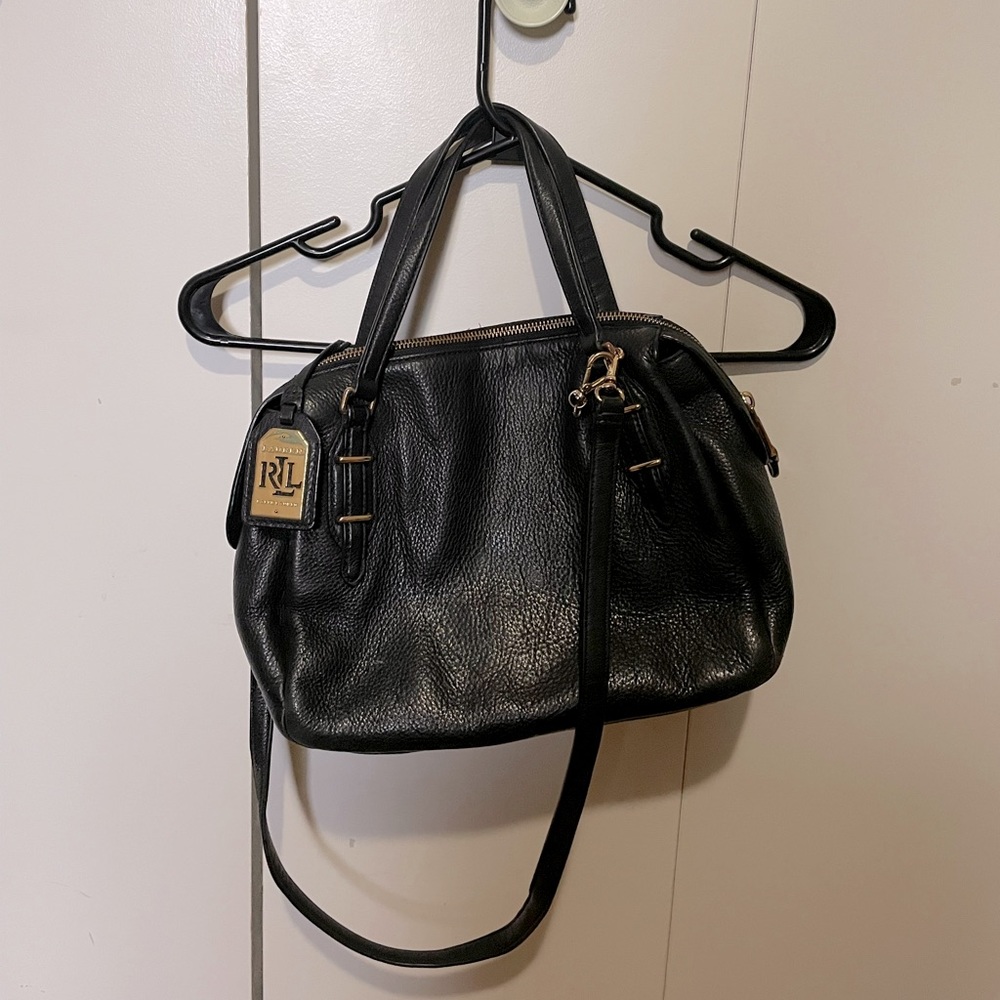 Leather Ralph Lauren Medium Black Satchel Purse